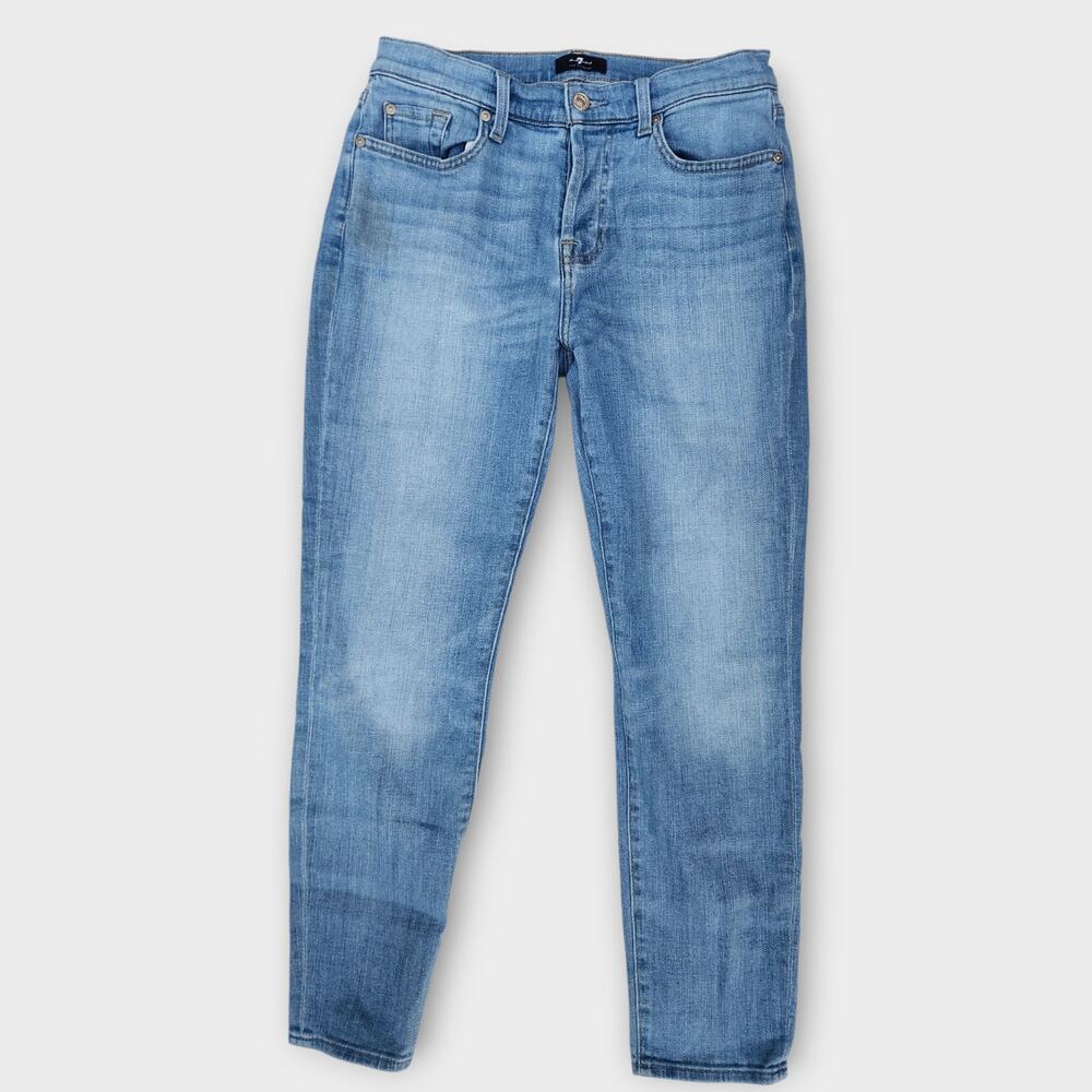 7 For All Mankind Women's 27x27 Button Fly Straight Skinny Josephina Flaw